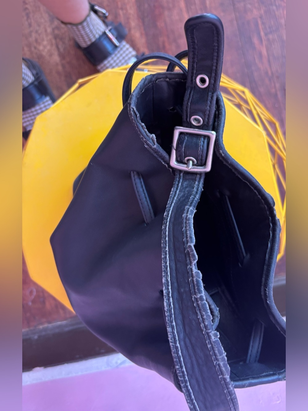 Vintage Coach Purse 9165 Legacy Black Leather Drawstring Bucket - Picture 12 of 13